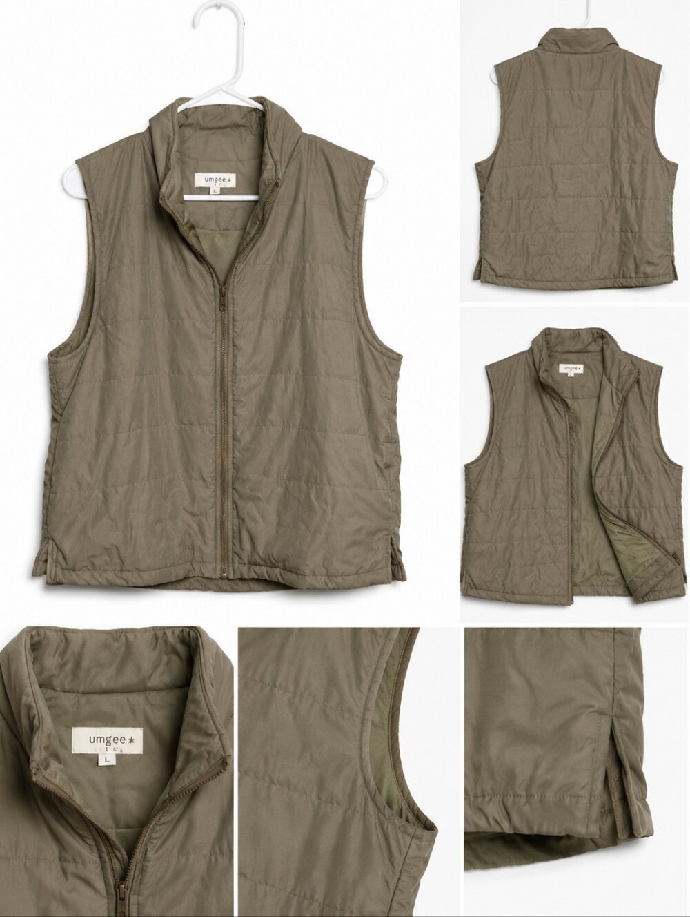 Umgee Olive Quilted Sleeveless Zip Vest